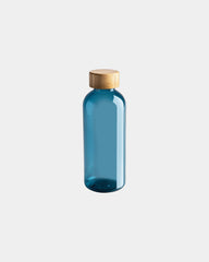 Promotional rPET water bottle 600ml with bamboo lid - Blue