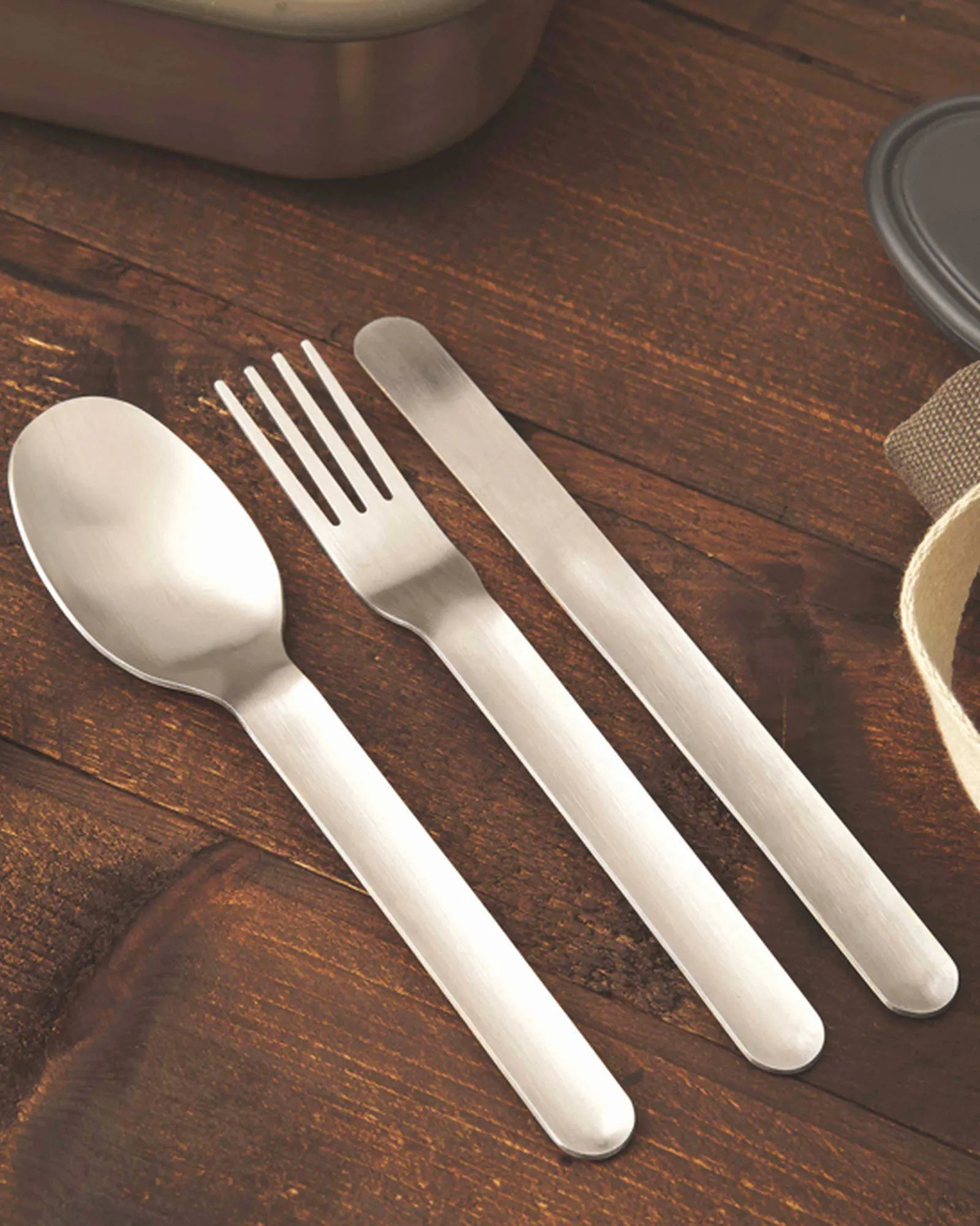 Custom stainless steel picnic cutlery set Black + Blum - 6