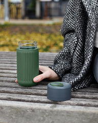 Custom eco-friendly glass travel mug Black + Blum 340ml - 10