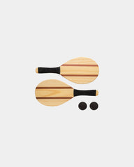 Promotional wooden frescobol set for outdoor games - Brown