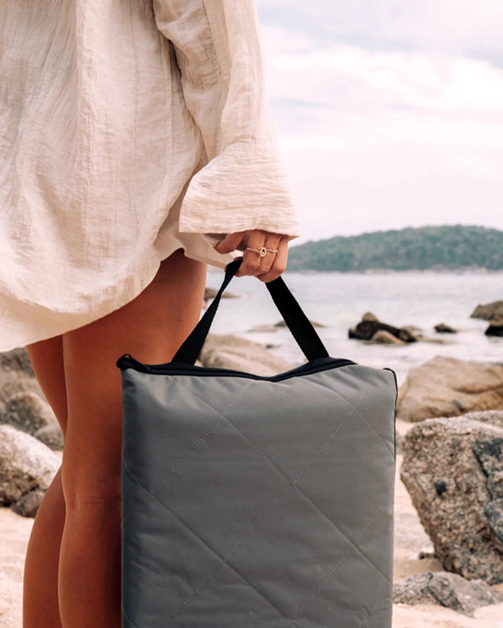 Promotional recycled picnic blanket 145x130 cm - 7