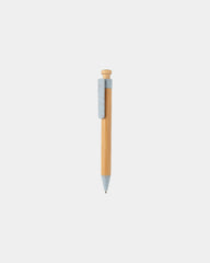 Promotional bamboo pen with wheat straw clip - Blue