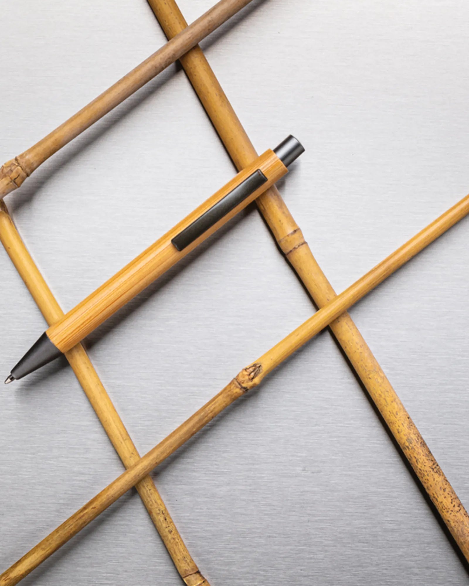 Promotional bamboo pen with metal details - 2