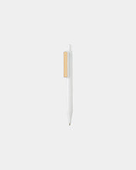 Promotional recycled ABS pen with bamboo clip - White