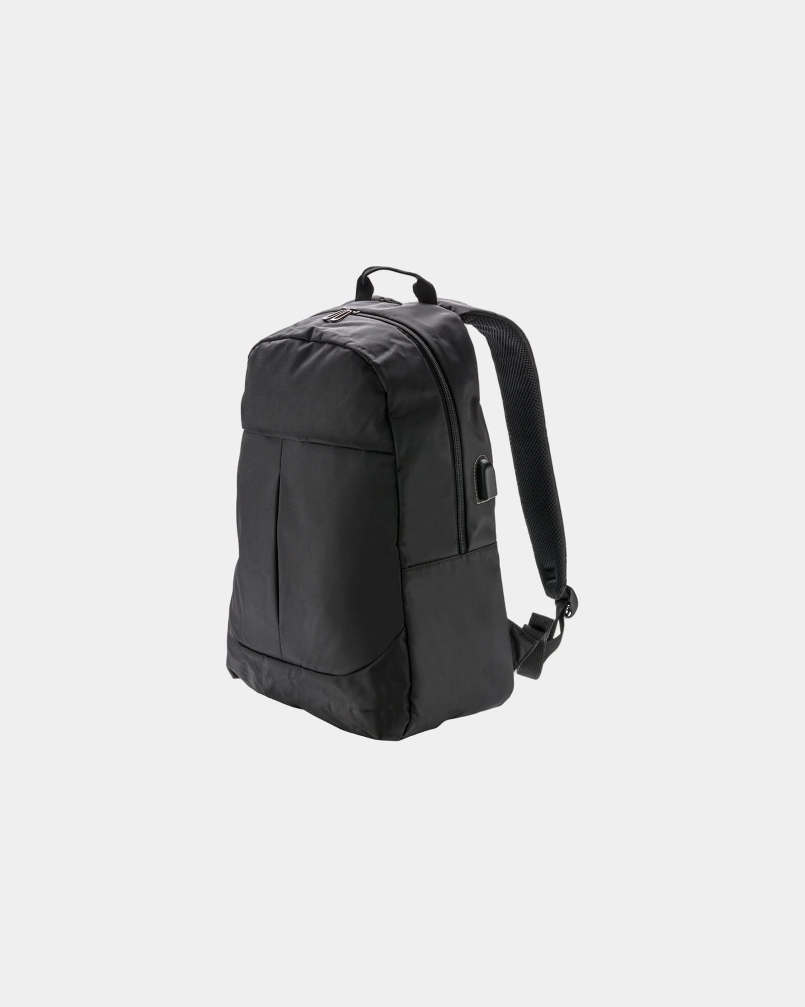 Promotional polyester laptop backpack with USB port - Black