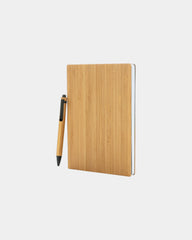 Promotional bamboo notebook set with pen - Brown