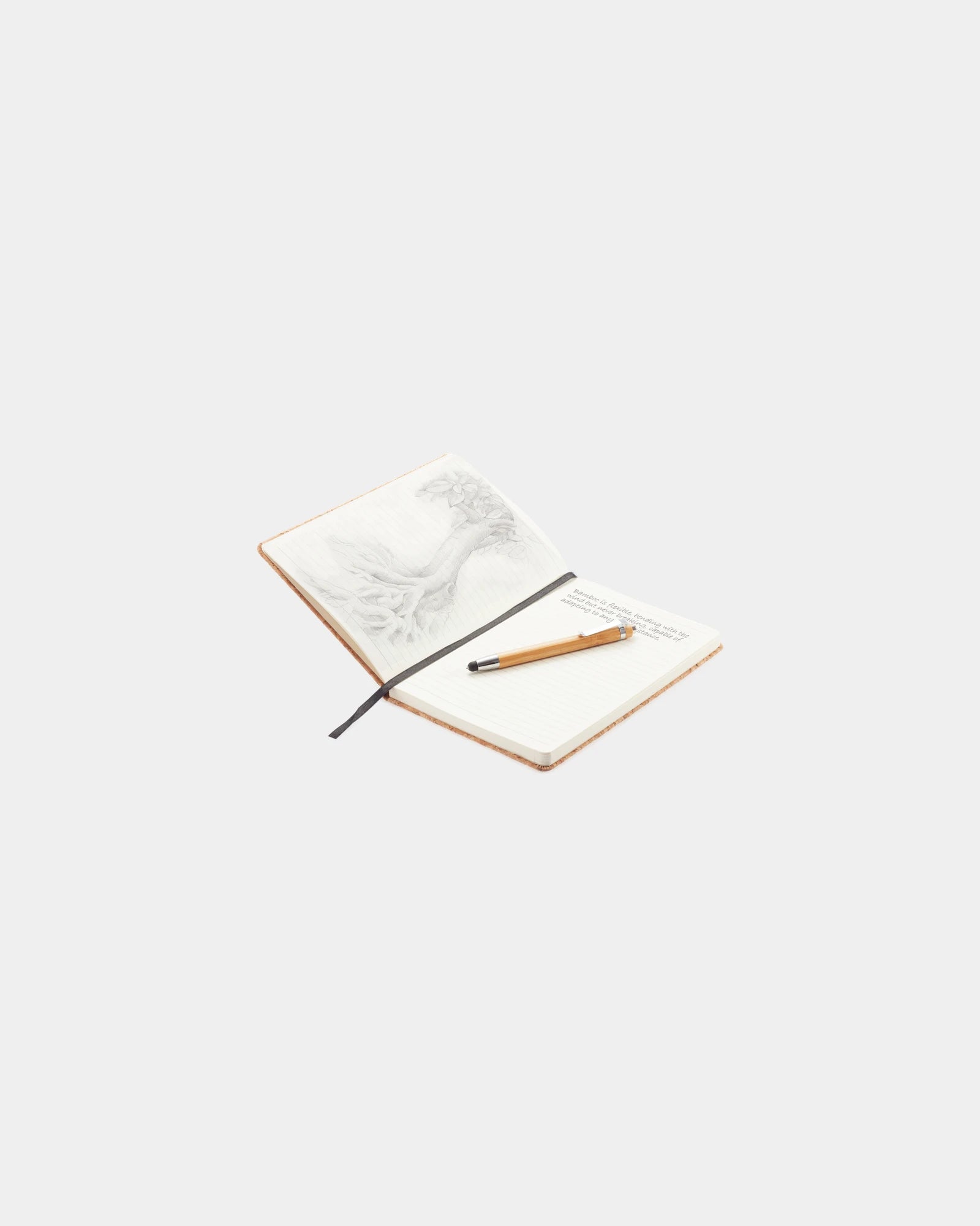 Promotional cork notebook with bamboo pen - 3