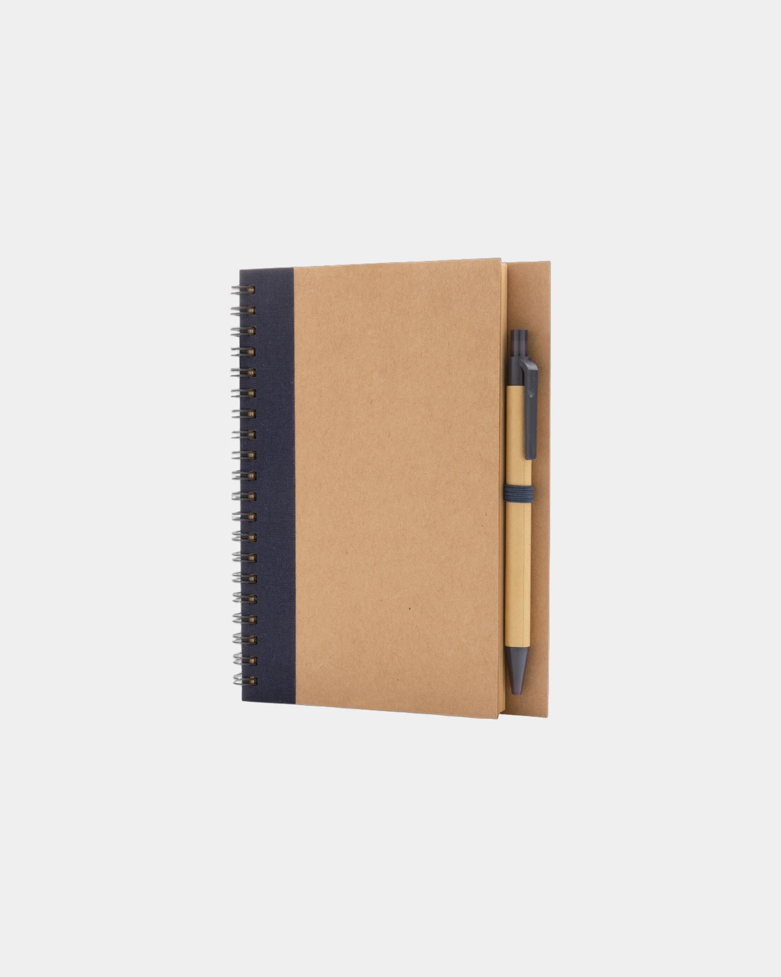 Promotional recycled kraft notebook with pen - Blue