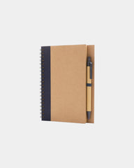 Promotional recycled kraft notebook with pen - Blue