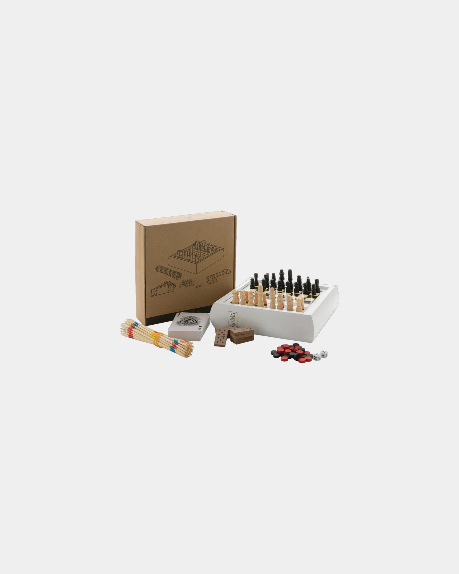Promotional FSC wood 5-in-1 game set - 5