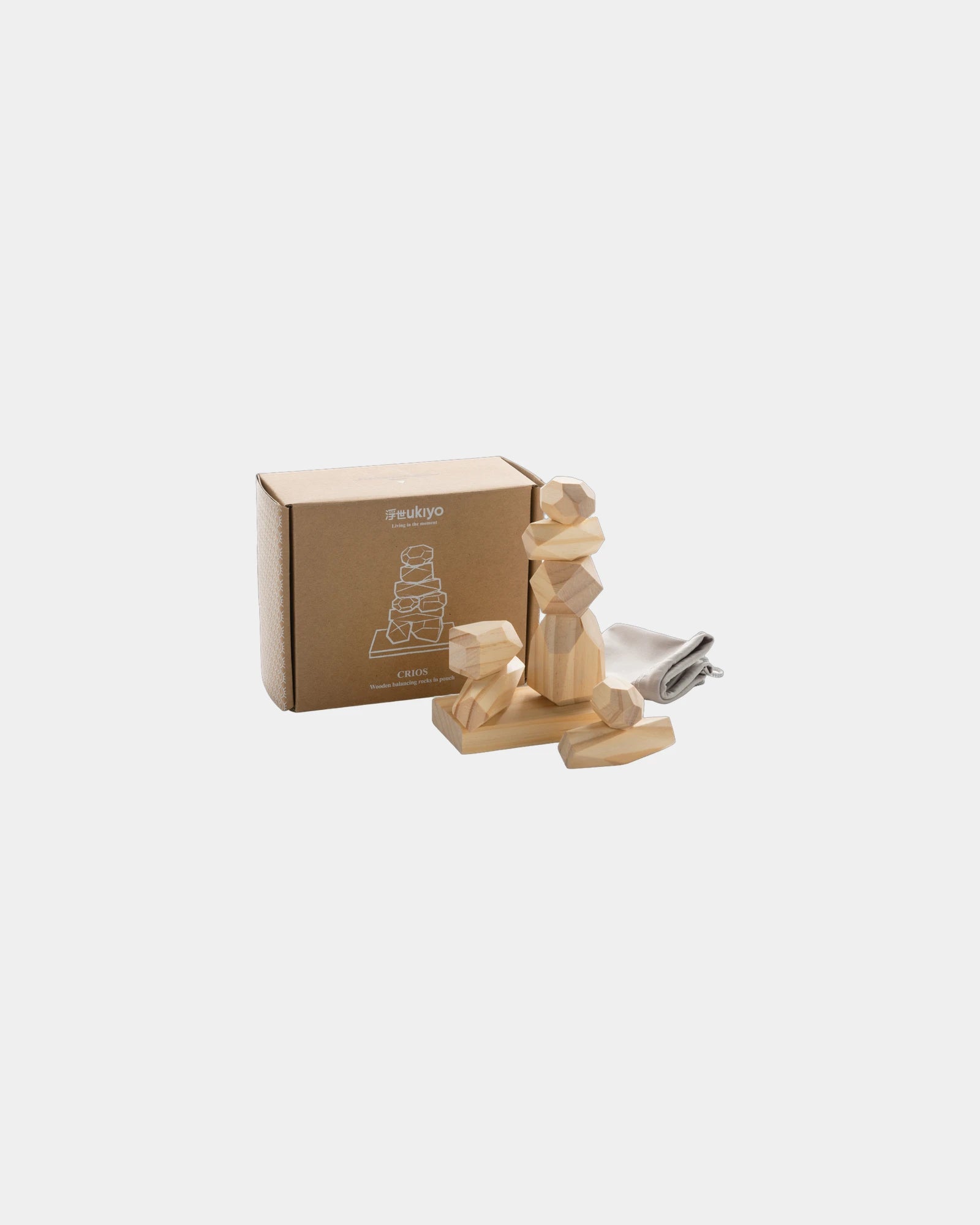 Promotional wooden balance stones in recycled pouch - 3