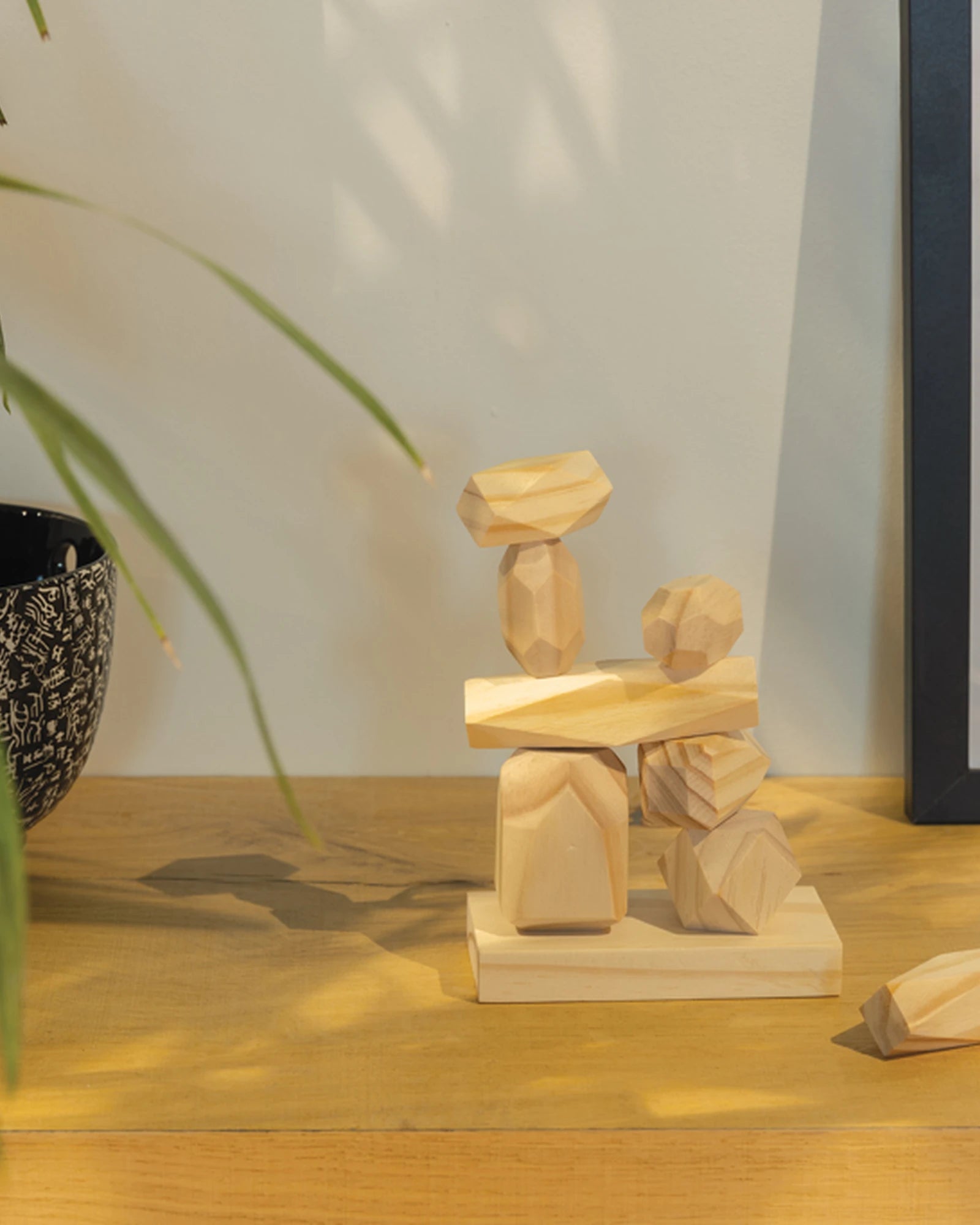 Promotional wooden balance stones in recycled pouch - 6