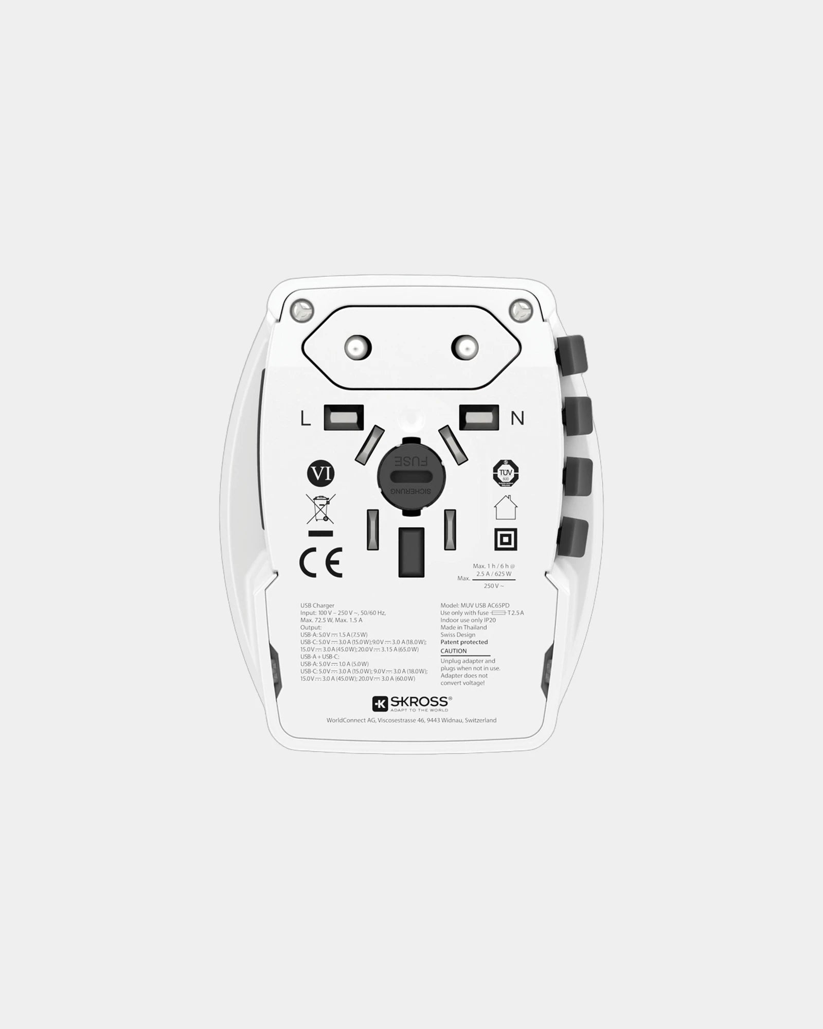 Custom 65W PD travel adapter Skross MUV - 3