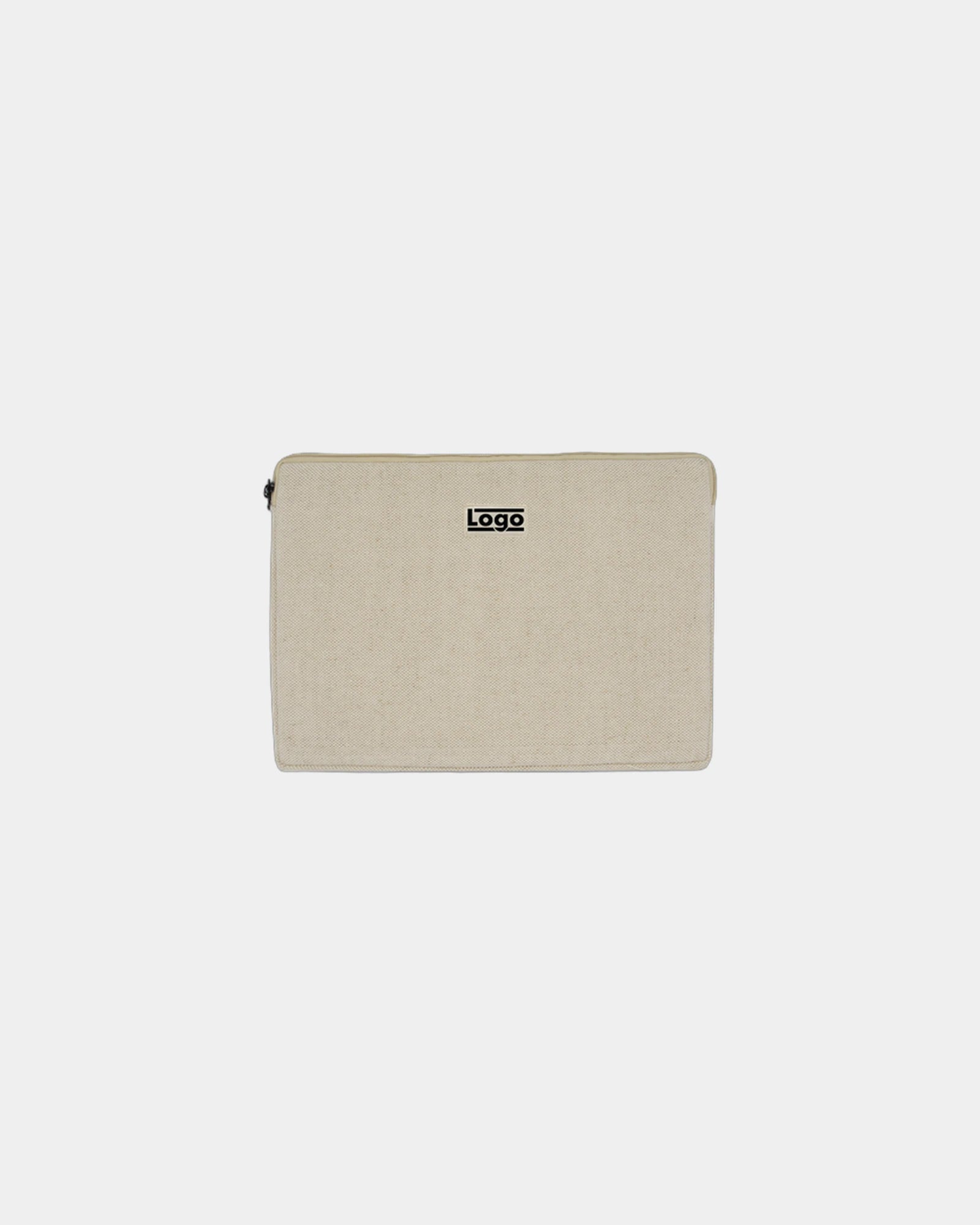 Custom organic cotton laptop sleeve Hindbag Leo - Jute