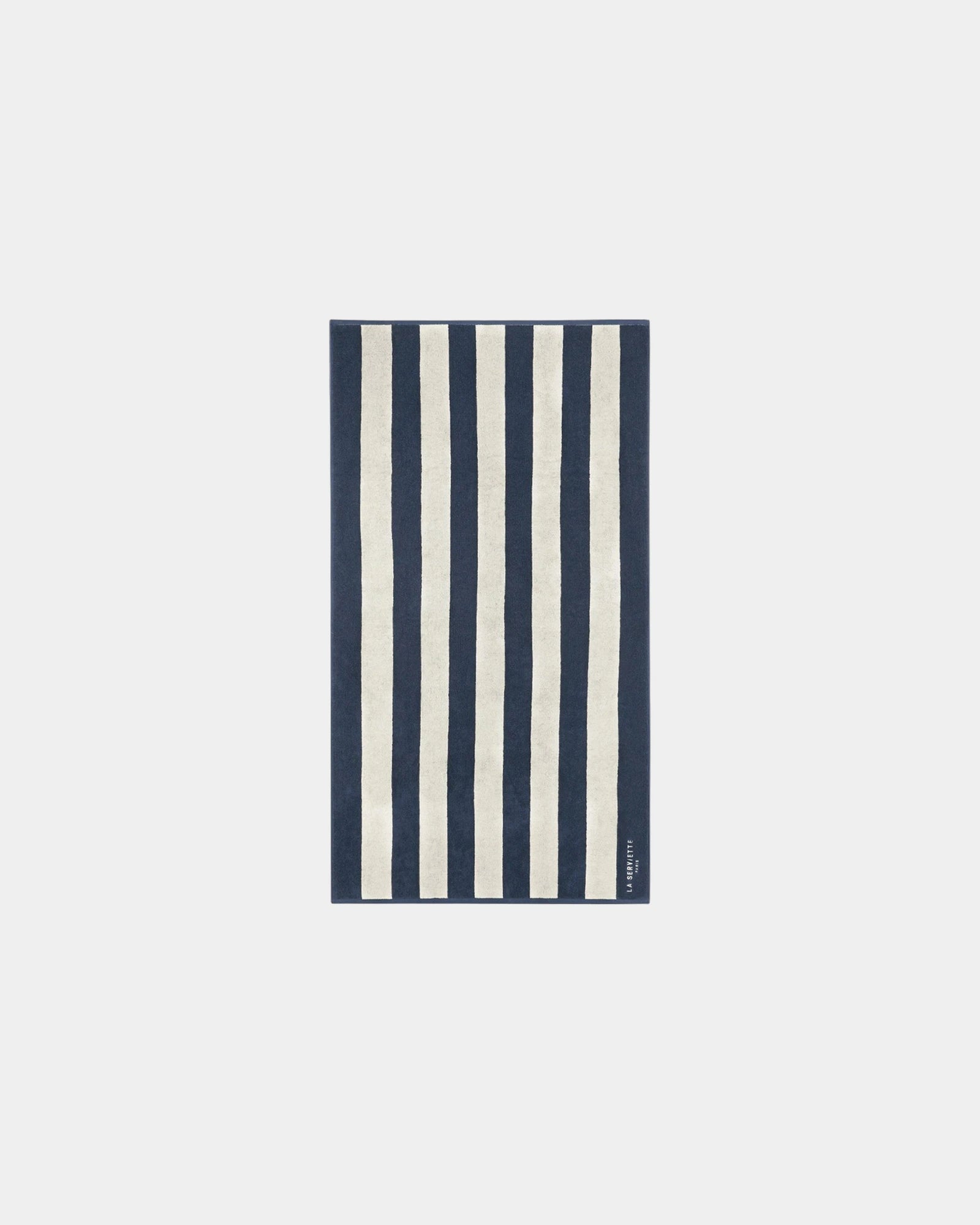 Custom eco-friendly beach towel LA SERVIETTE PARIS - Bleu Ocean / Cream