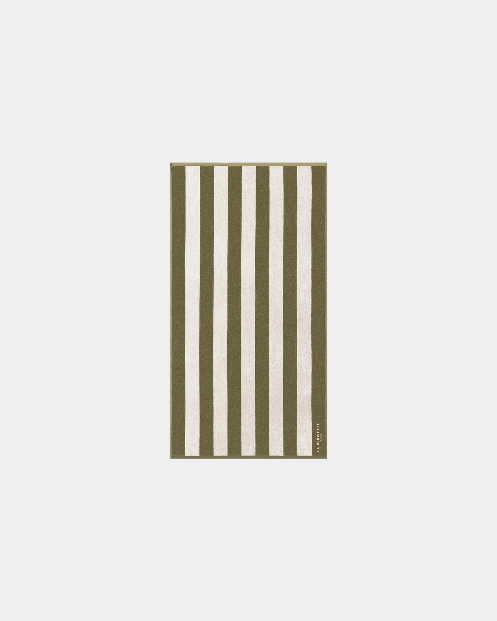 Custom eco-friendly beach towel LA SERVIETTE PARIS - Olive Green / Cream