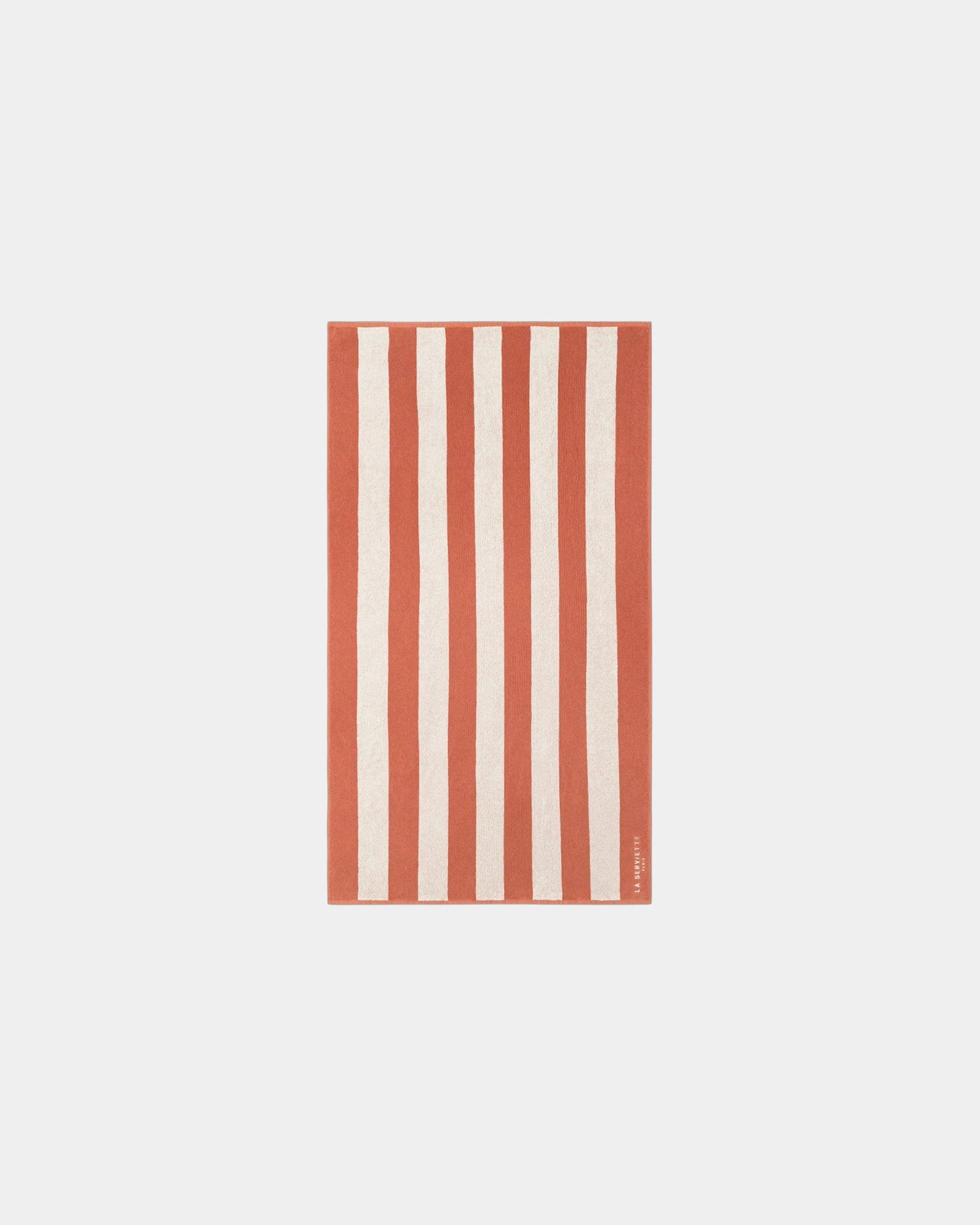 Custom eco-friendly beach towel LA SERVIETTE PARIS - Rust / Cream