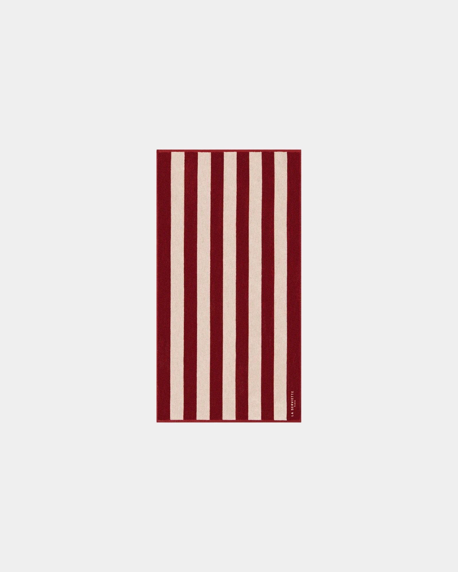 Custom eco-friendly beach towel LA SERVIETTE PARIS - Garnet Red / Cream