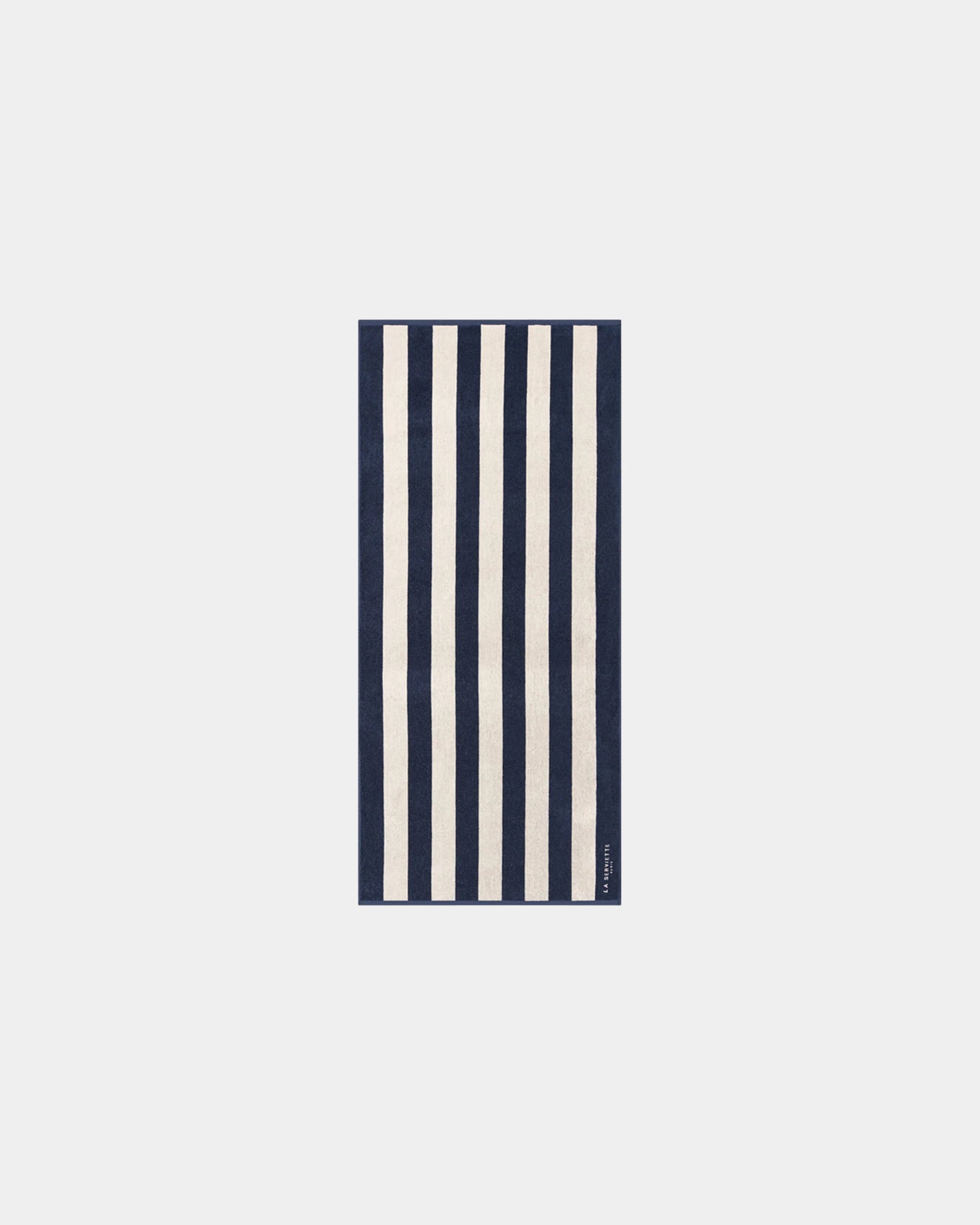 Custom eco-friendly beach towel LA SERVIETTE PARIS - Ocean Blue / Cream