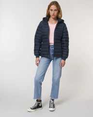 Custom promotional recycled polyester women's quilted jacket - French Navy