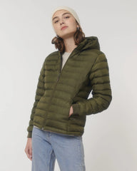 Custom promotional recycled polyester women's quilted jacket - British Khaki
