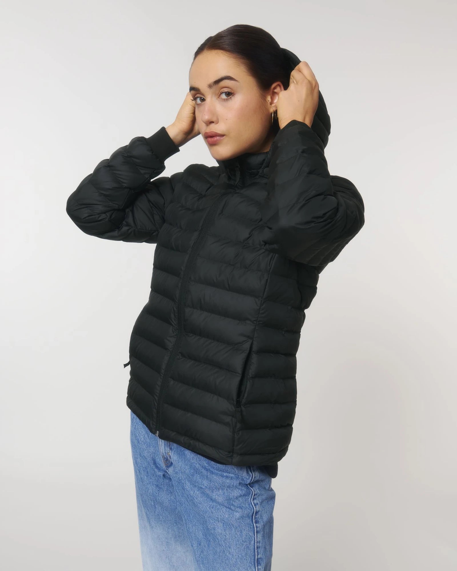 Custom promotional recycled polyester women's quilted jacket - Black