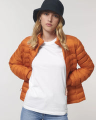 Custom promotional recycled polyester women's quilted jacket - Flame Orange