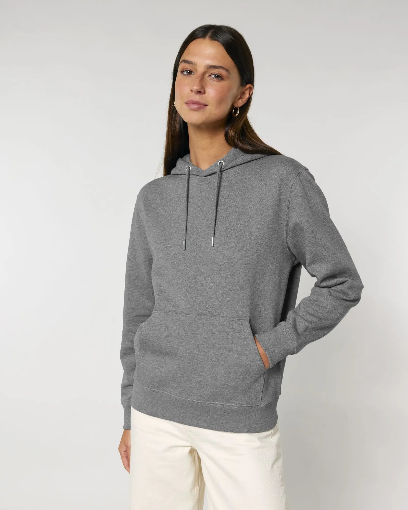 Custom organic cotton hoodie sweatshirt Stanley/Stella - Mid Heather Grey