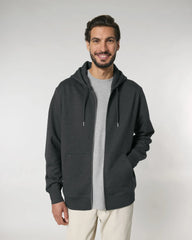 Custom organic cotton zip hoodie Stanley/Stella Cultivator - Dark Heather Grey