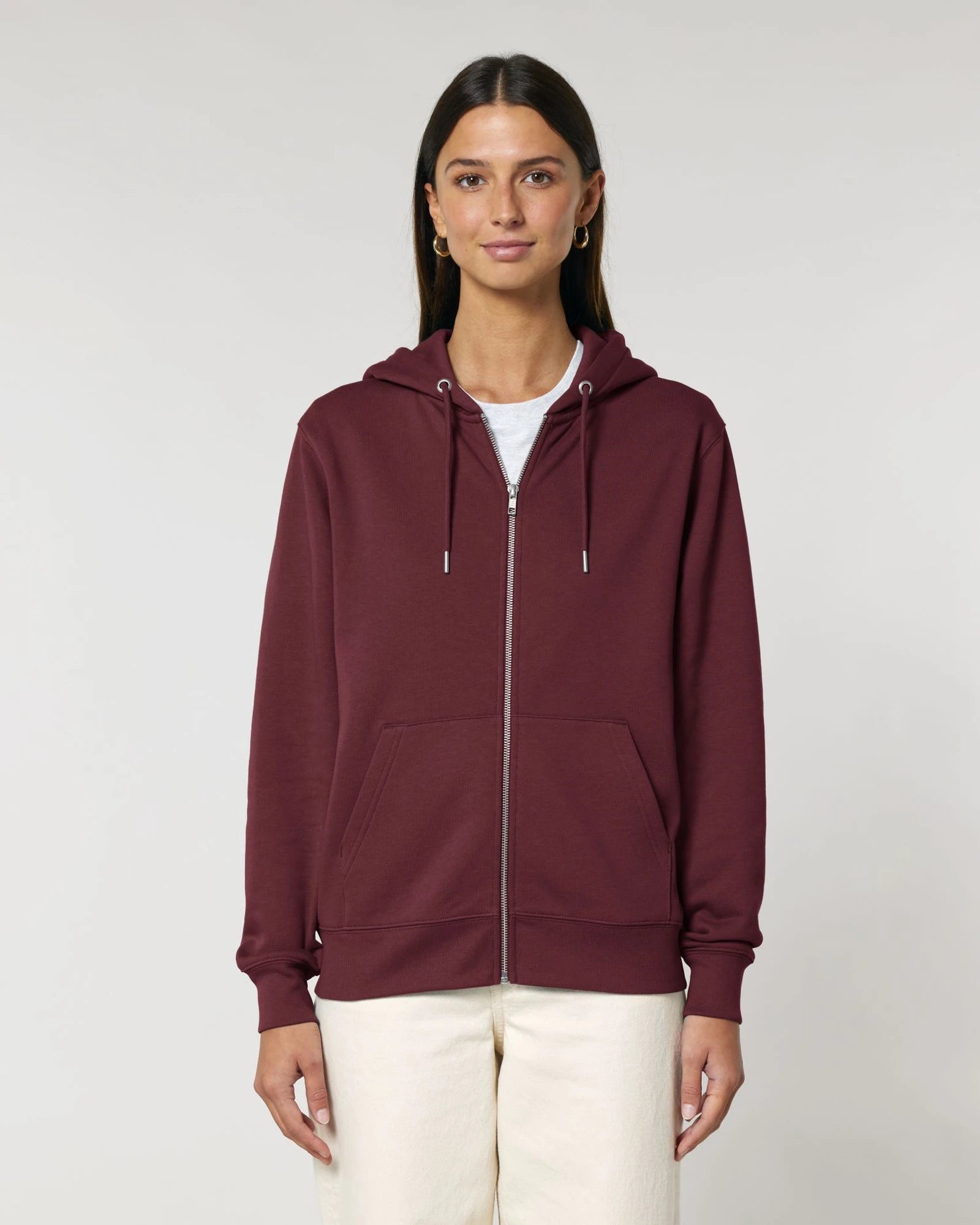 Custom organic cotton zip hoodie Stanley/Stella Cultivator - Burgundy