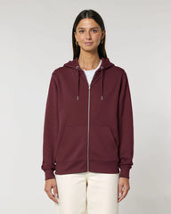 Custom organic cotton zip hoodie Stanley/Stella Cultivator - Burgundy