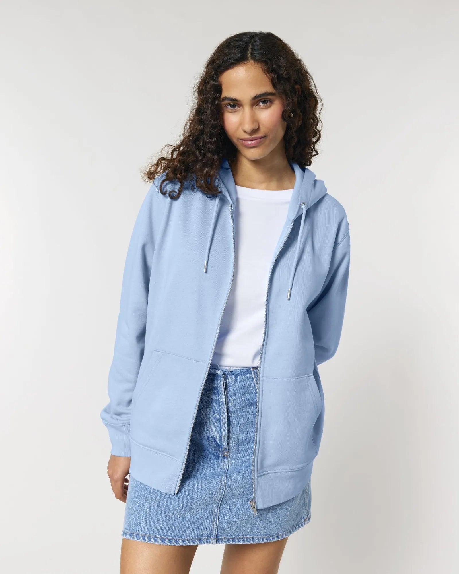 Custom organic cotton zip hoodie Stanley/Stella Cultivator - Blue Soul