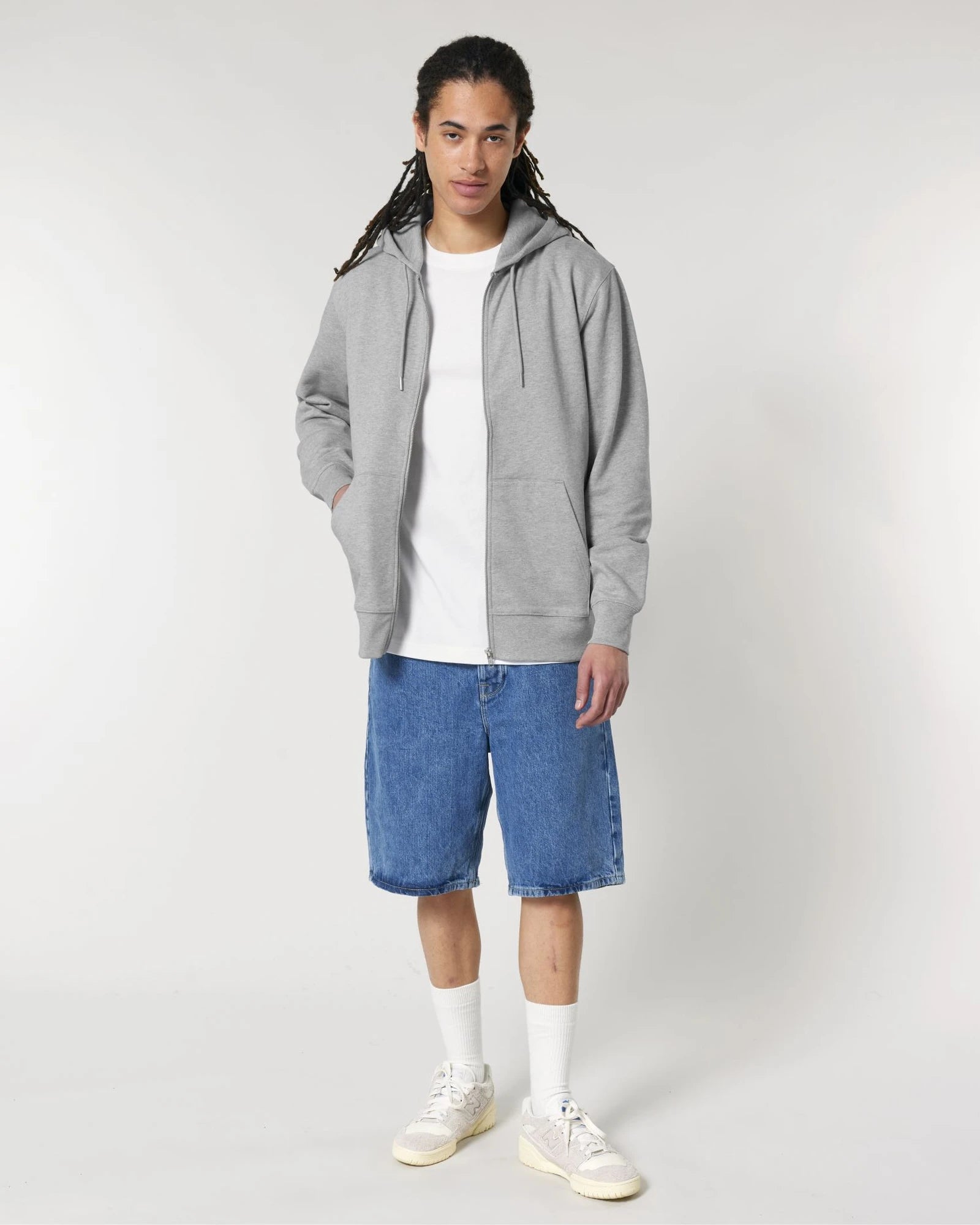 Custom organic cotton zip hoodie Stanley/Stella Cultivator - Heather Grey