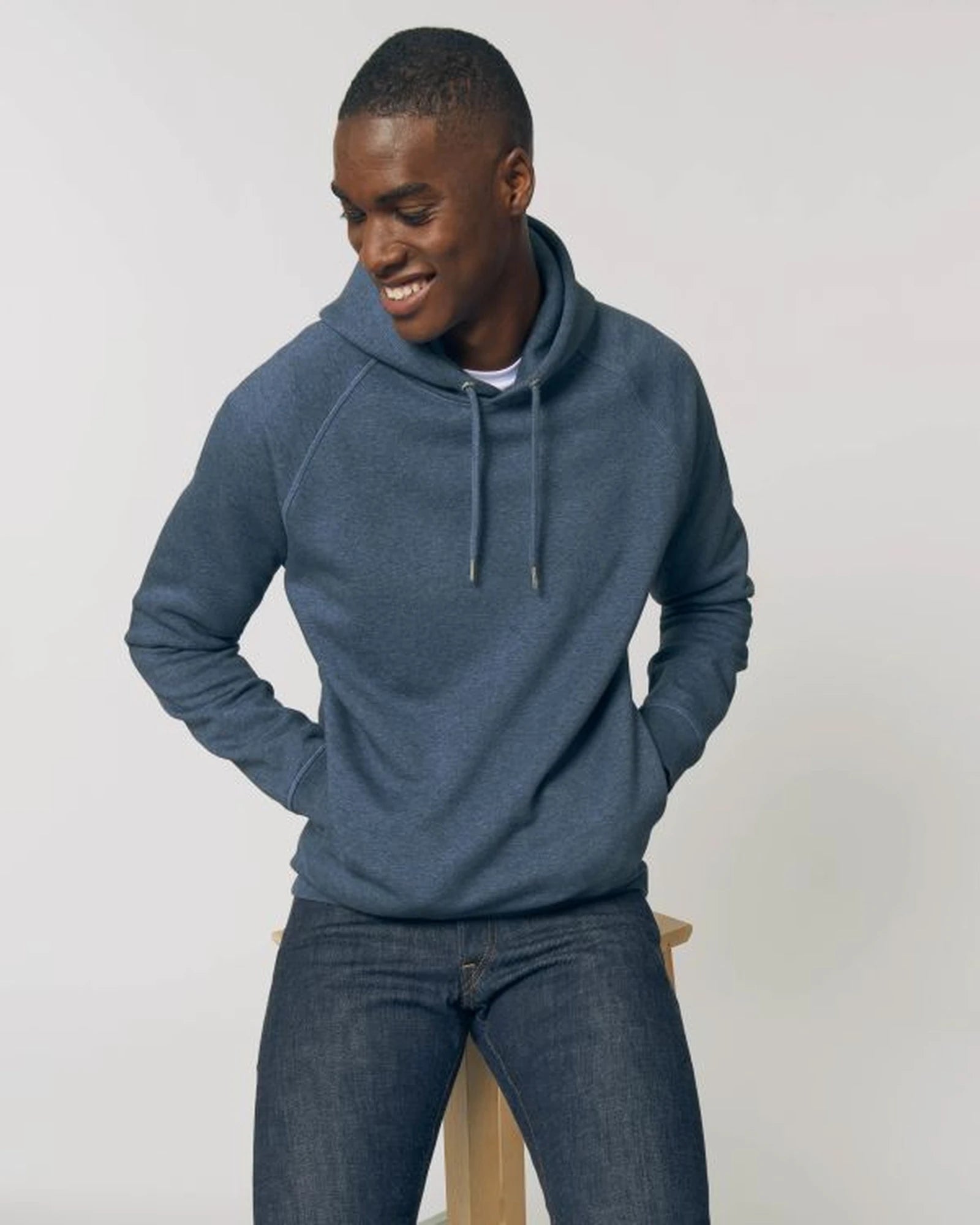 Custom organic cotton hoodie sweatshirt Stanley/Stella Sider - Dark Heather Blue