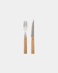 Custom FSC wood stainless steel cutlery set Vinga Paso - Brown