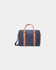 Custom recycled canvas laptop bag Vinga Bosler - Navy