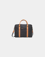 Custom recycled canvas laptop bag Vinga Bosler - Black