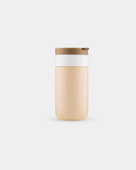 Custom recycled stainless steel travel mug Dopper 300ml - Earthy Brown