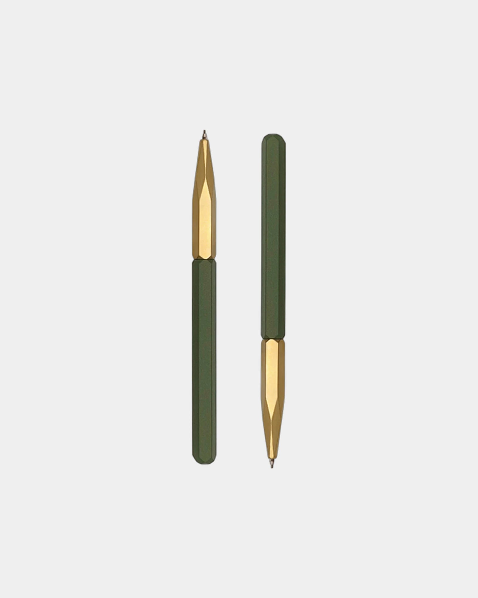 Mechanical Pencil - Raw Brass & Aluminium - Green & Raw Brass