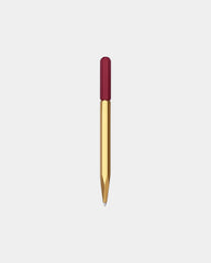 Stylo bille aluminium gravure laser à personnaliser - Raw Brass & Red