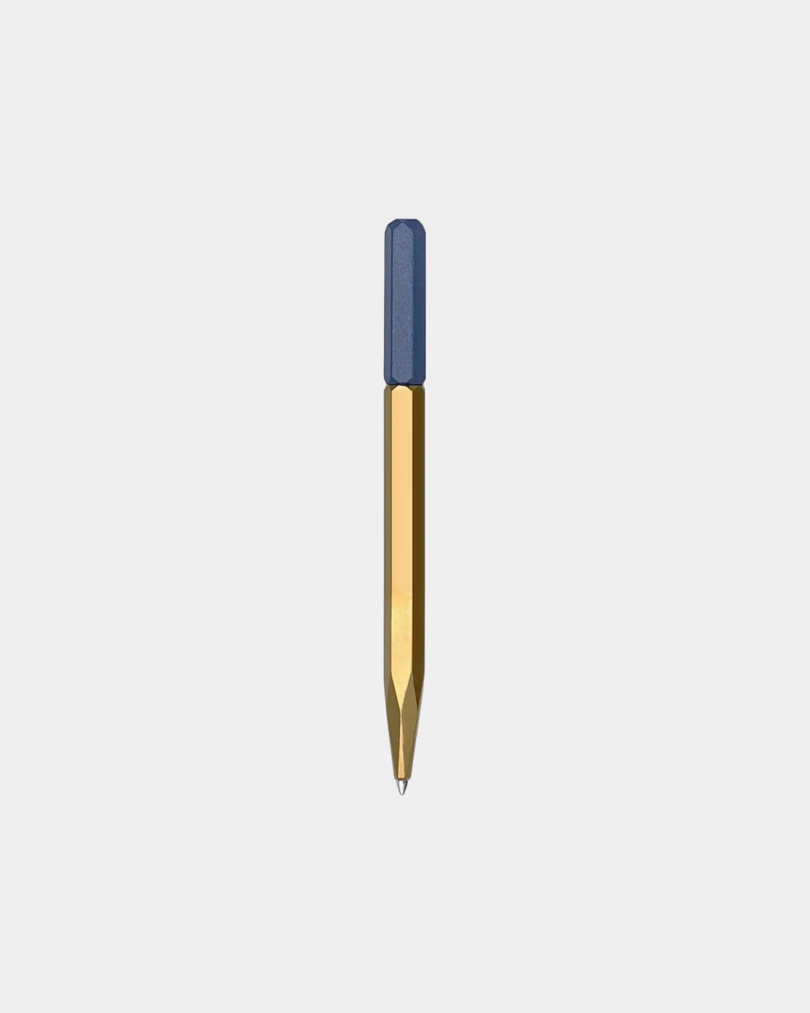 Stylo bille aluminium gravure laser à personnaliser - Raw Brass & Blue