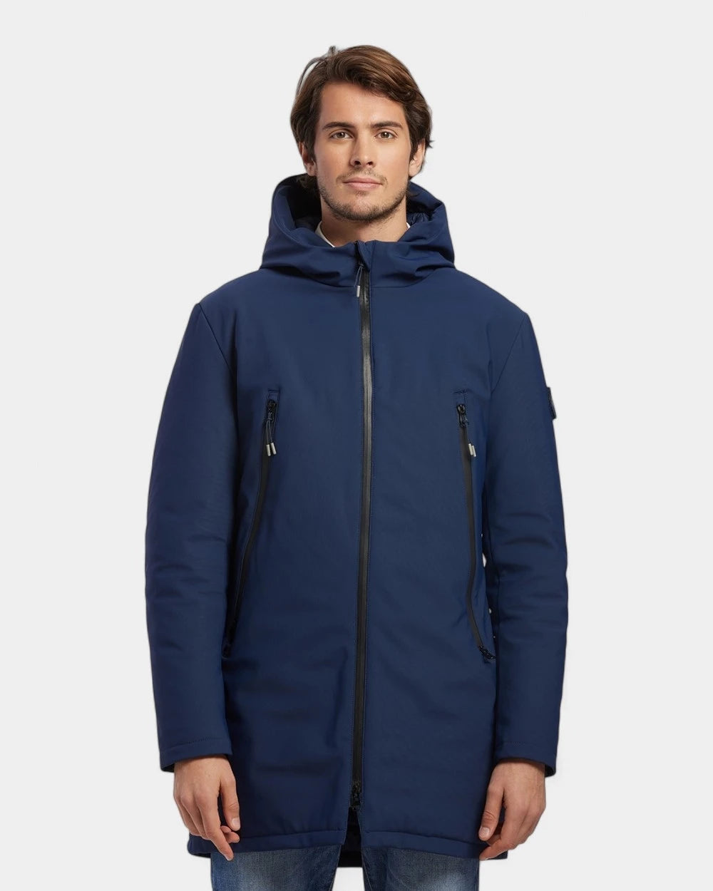 Softshell parka with customizable down lining