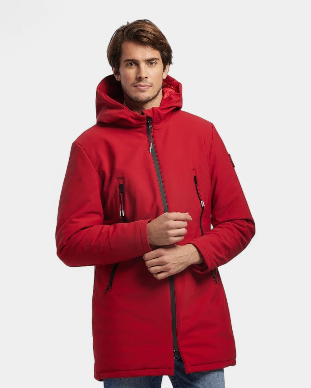 Softshell parka with customizable down lining