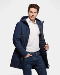 Softshell parka with customizable down lining